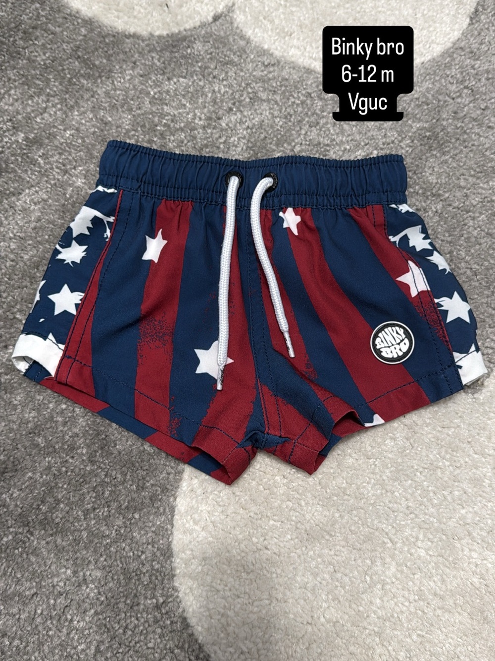 Binky Bro Kids Red & Navy Star Swim Trunks